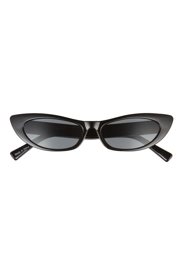 50mm Skinny Cat Eye Sunglasses, Main, color, BLACK