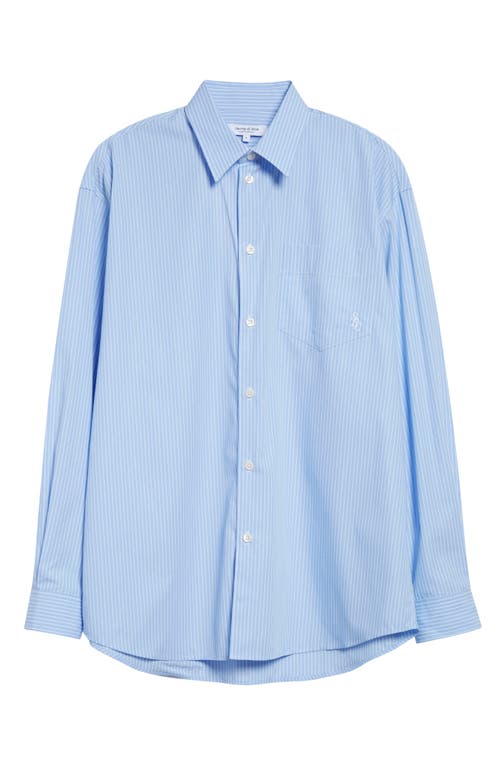 Sporty And Rich Sporty & Rich Src Stripe Oversize Cotton Poplin Button-up Shirt In Blue