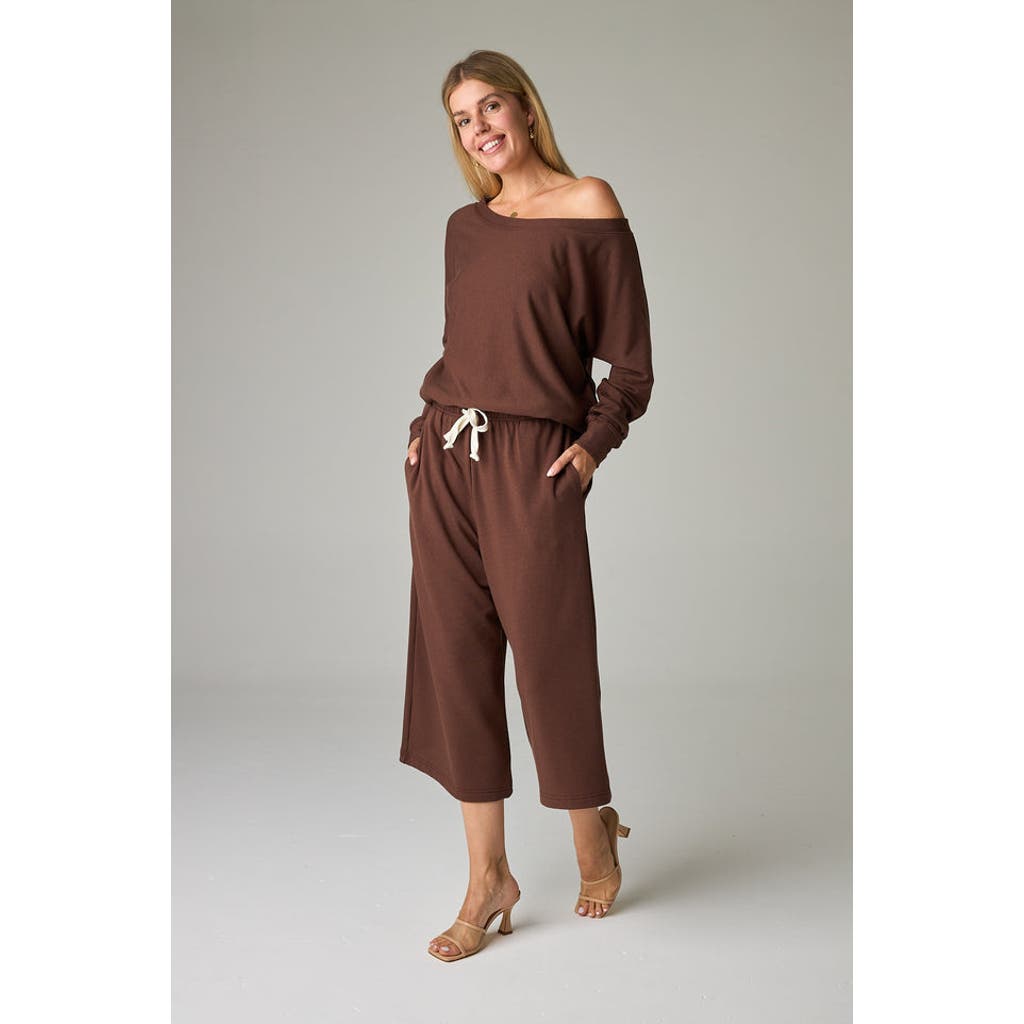 Eavolu Baikal Eco-luxe Fleece Crop Pant In Brown