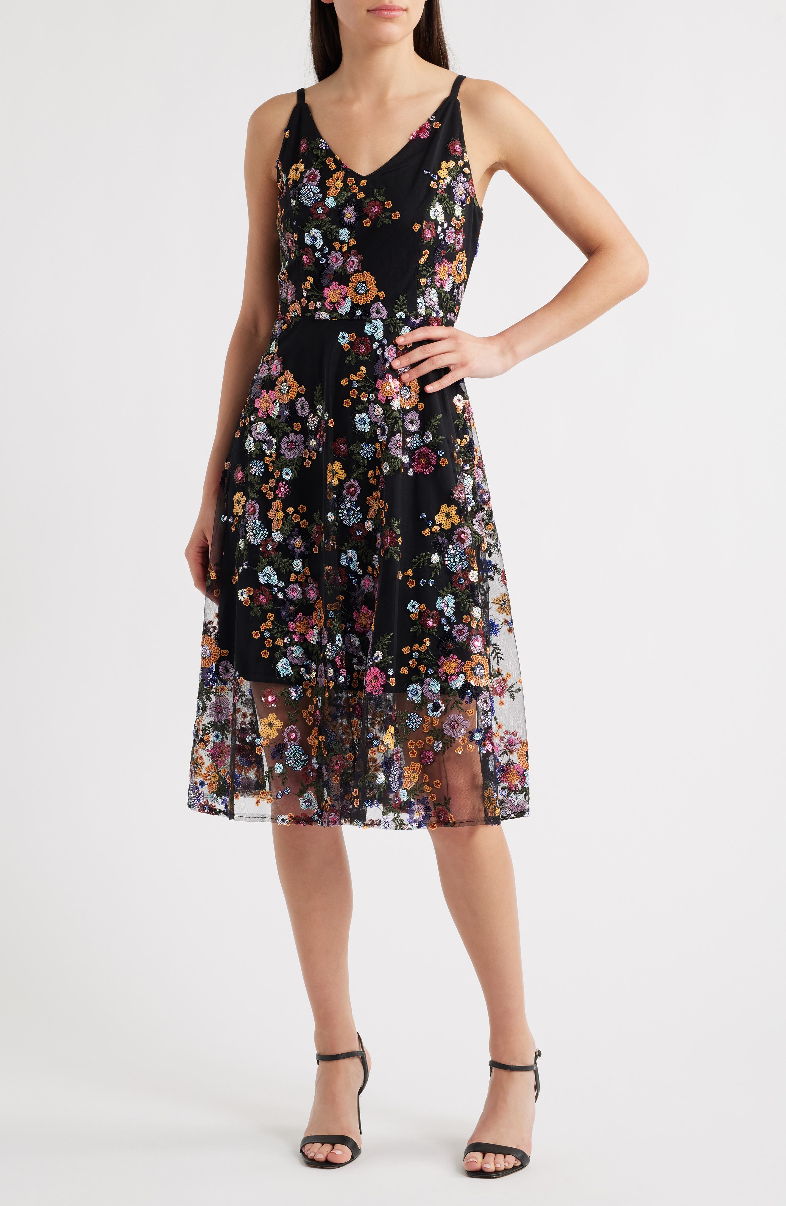 Sam Edelman Sequin Floral Mesh Dress