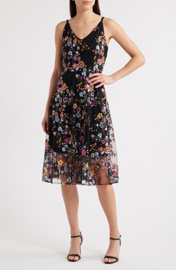 Sam Edelman Sequin Dress Sam Edelman Women's Blue Floral Sequin Strapless Midi Dress Sam Edelman Sequin Dress Sam Edelman Women's Blue Floral Sequin Strapless Midi Dress