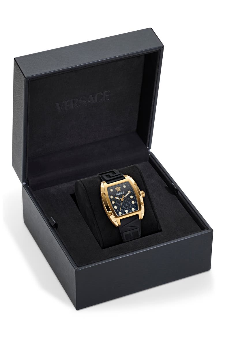 Dominus Silicone Strap Watch, 44mm x 36mm, Alternate, color, IP YELLOW GOLD