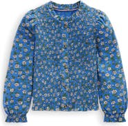 Mini Boden Kids' Floral Smocked Knit Button-Up Shirt