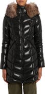 Moncler Marre Quilted Down Coat with Removable Genuine Shearling Trim