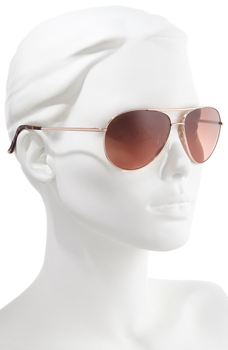 Nike Chance 61mm Mirrored Aviator Sunglasses, Alternate, color, Rose Gold/ Tort Copper
