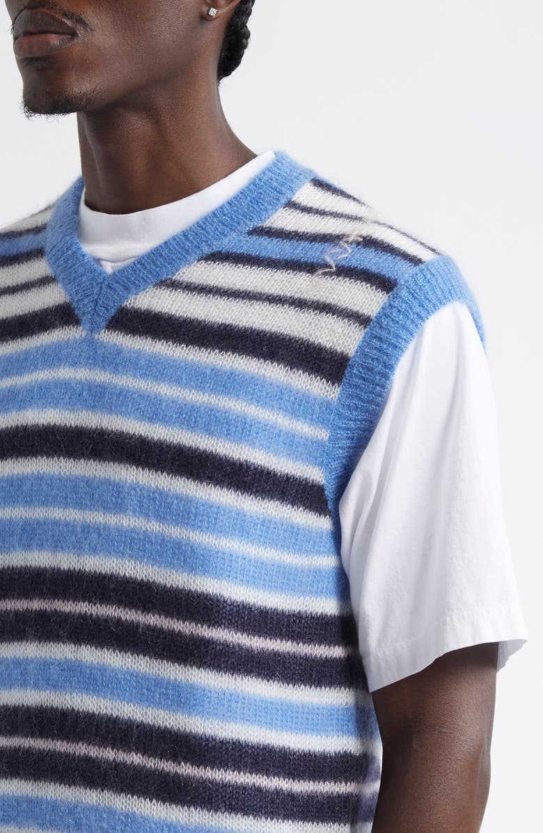 Marni Stripe Brushed Mohair Blend Sweater Vest, Alternate, color, Blue Lilac