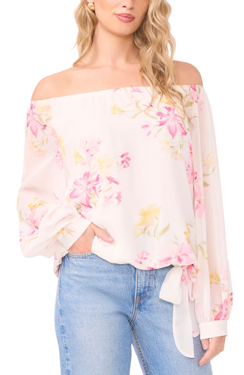 Vince Camuto Floral Off the Shoulder Top, Main, color, 