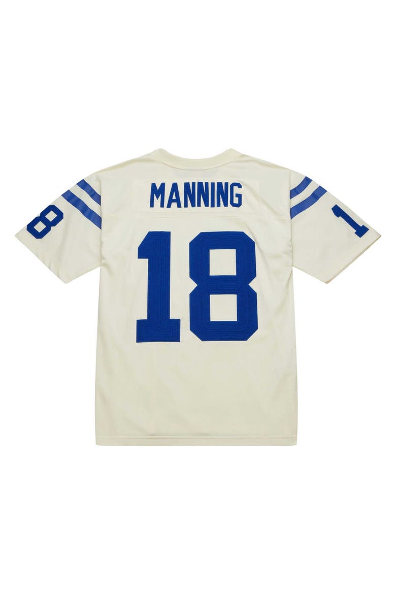 Men's Mitchell & Ness Peyton Manning Cream Indianapolis Colts Chainstitch Legacy Jersey, Alternate, color, Cream