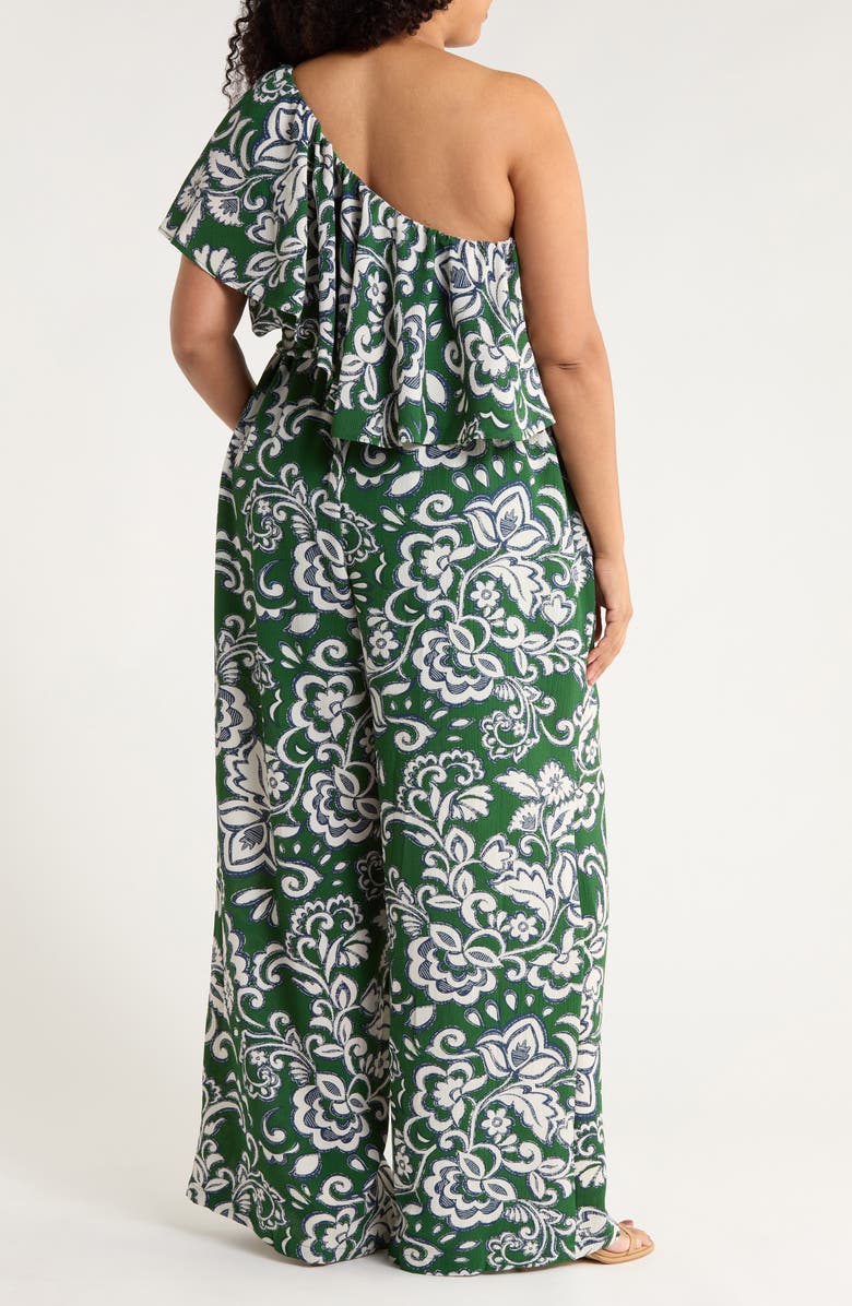 SUGARLIPS Harriet Floral Kaley One-Shoulder Wide Leg Jumpsuit, Alternate, color, Cream-Green