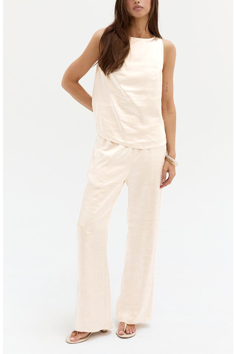 Satin Pull On Pants, Alternate, color, Champagne