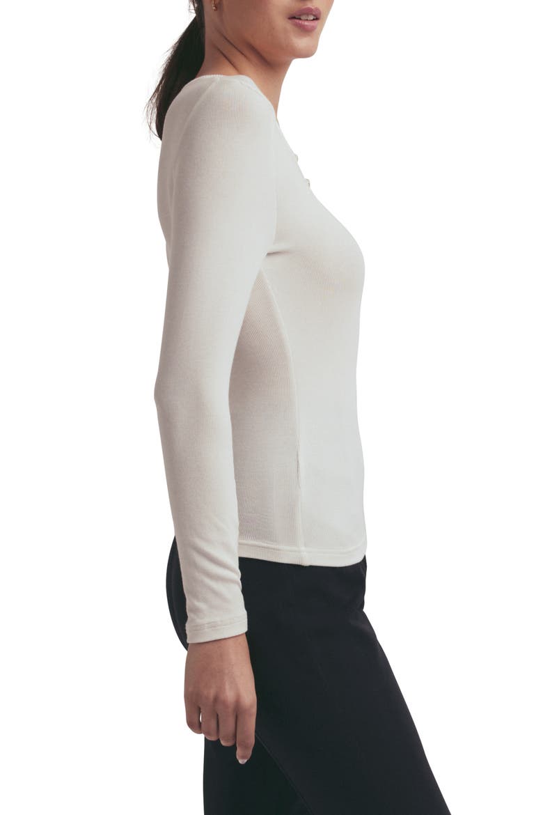 The Long Sleeve Rib Henley, Alternate, color, WHITE