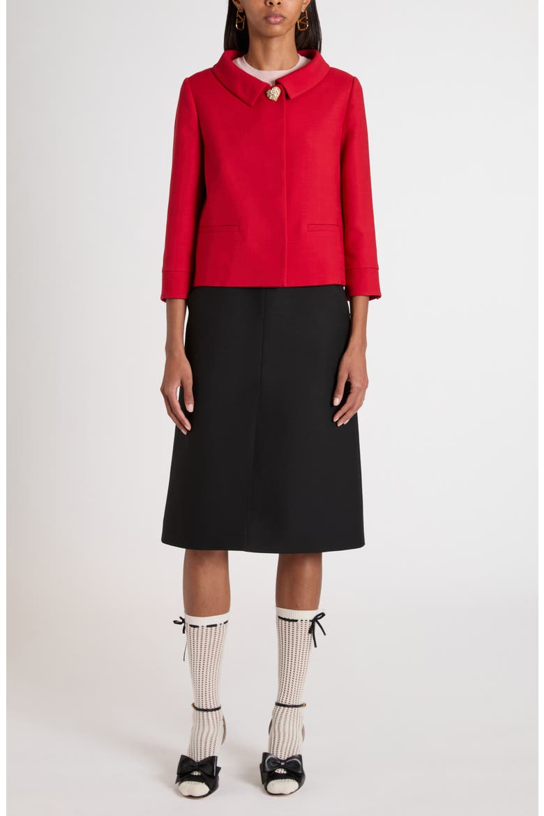 Crepe Couture Jacket, Alternate, color, DARK RED