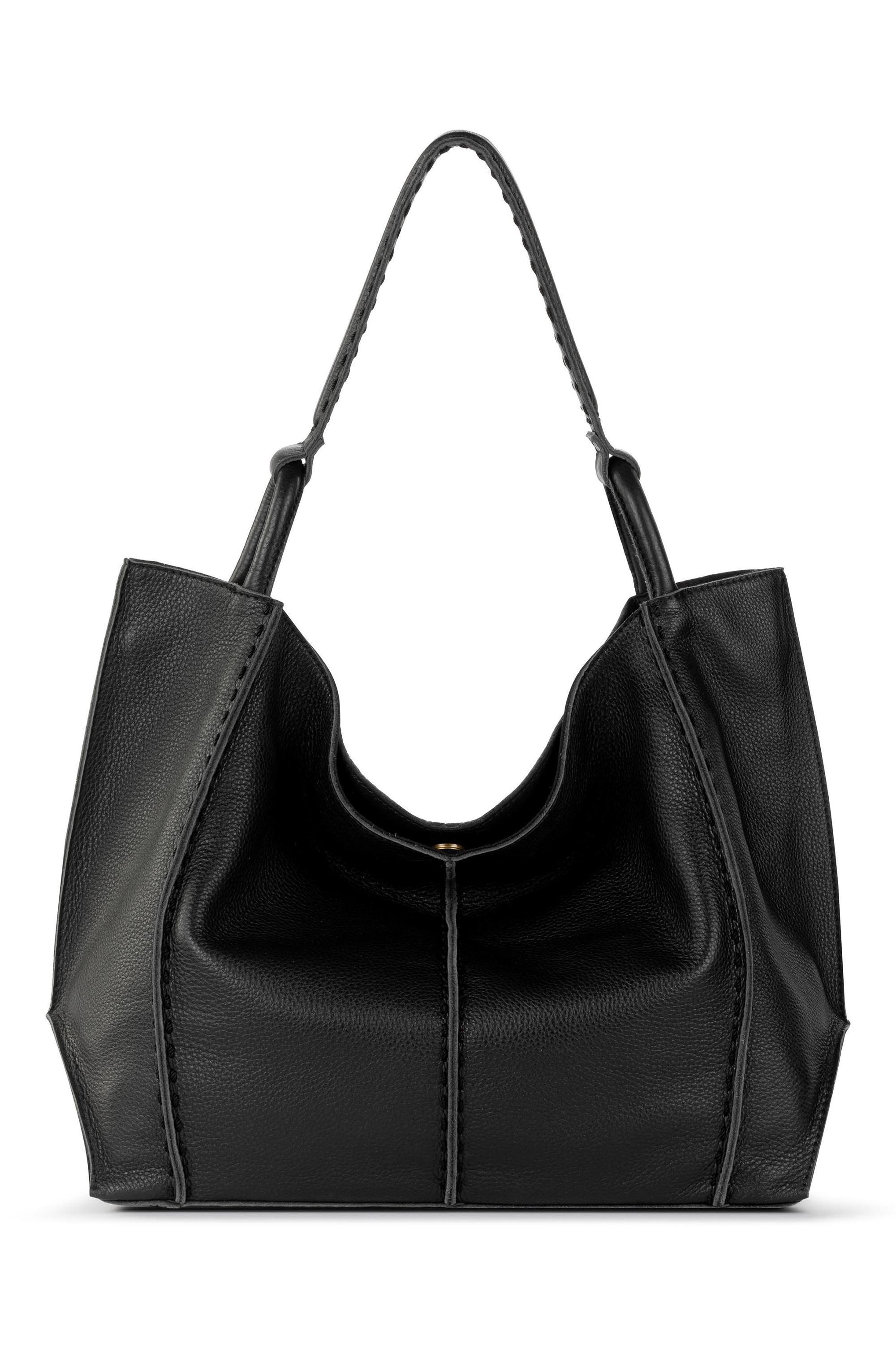 The Sak Los Feliz Large Tote Leather Bag, Main, color, Black Pebble