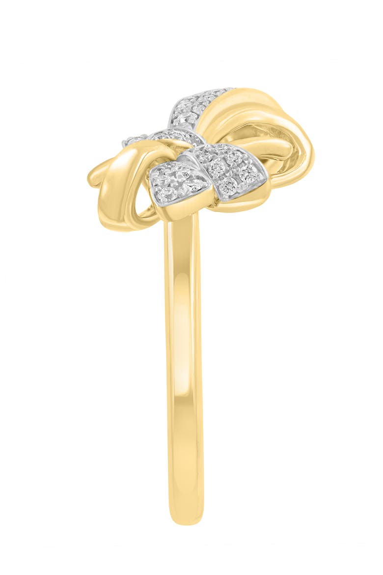 14K White & Yellow Gold Diamond Ribbon Bow Ring, Alternate, color, 14K Gold