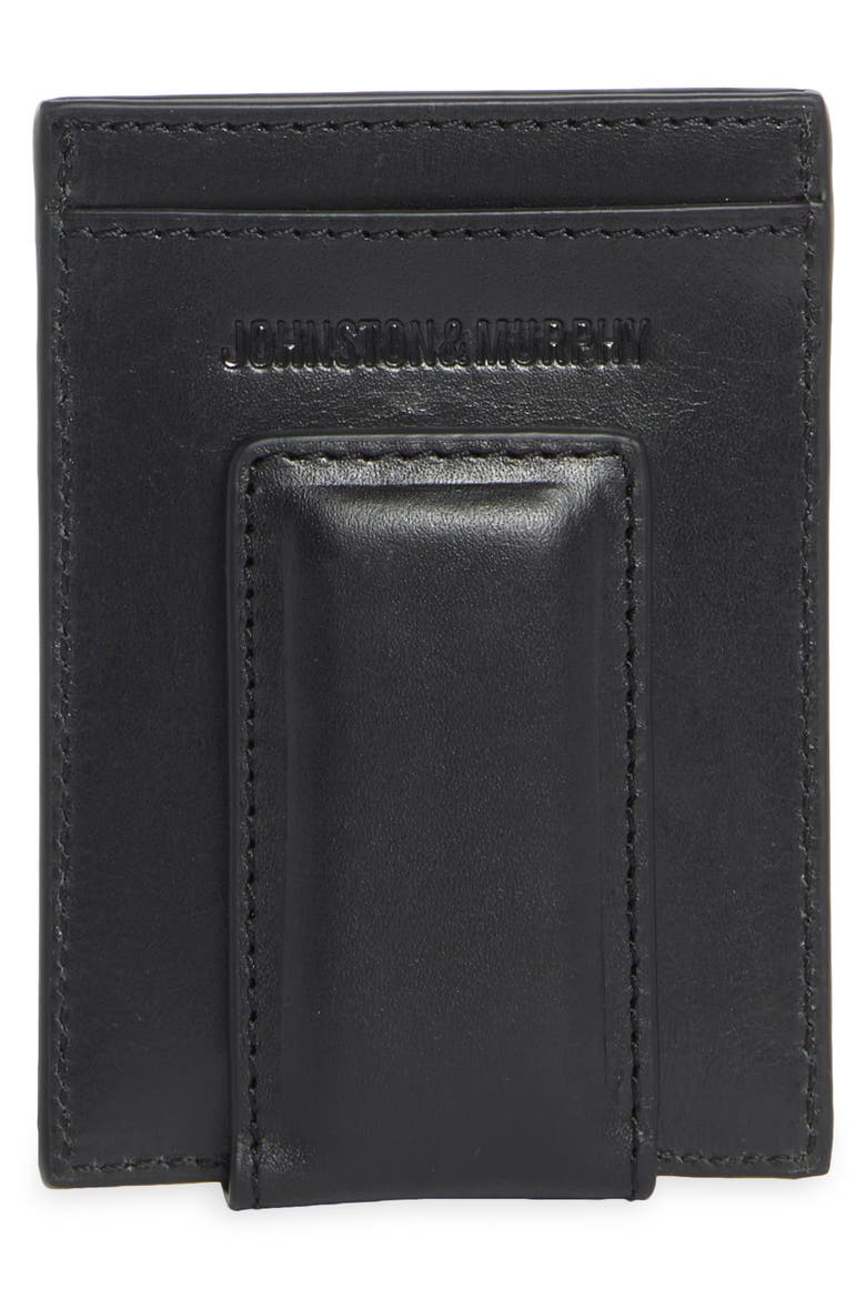 Hunter Glazed Leather Money Clip Wallet, Alternate, color, BLACK