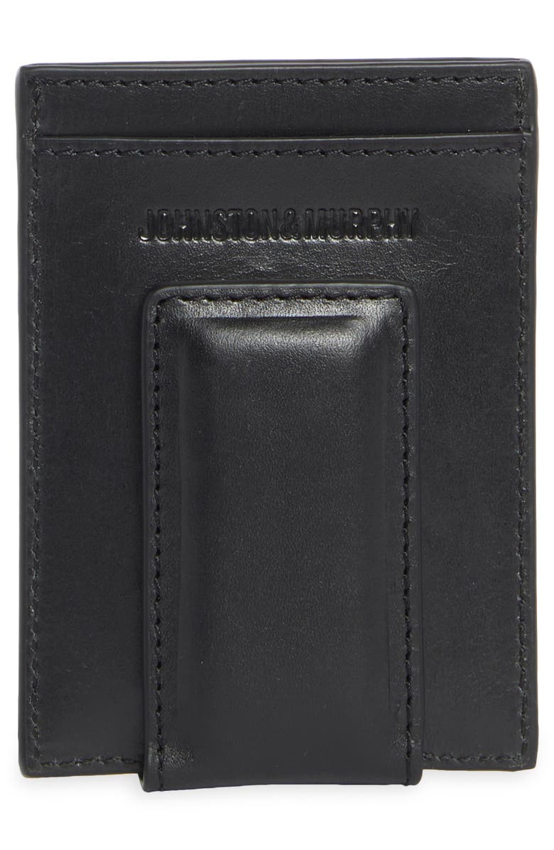 Johnston & Murphy Hunter Glazed Leather Money Clip Wallet, Alternate, color, Black