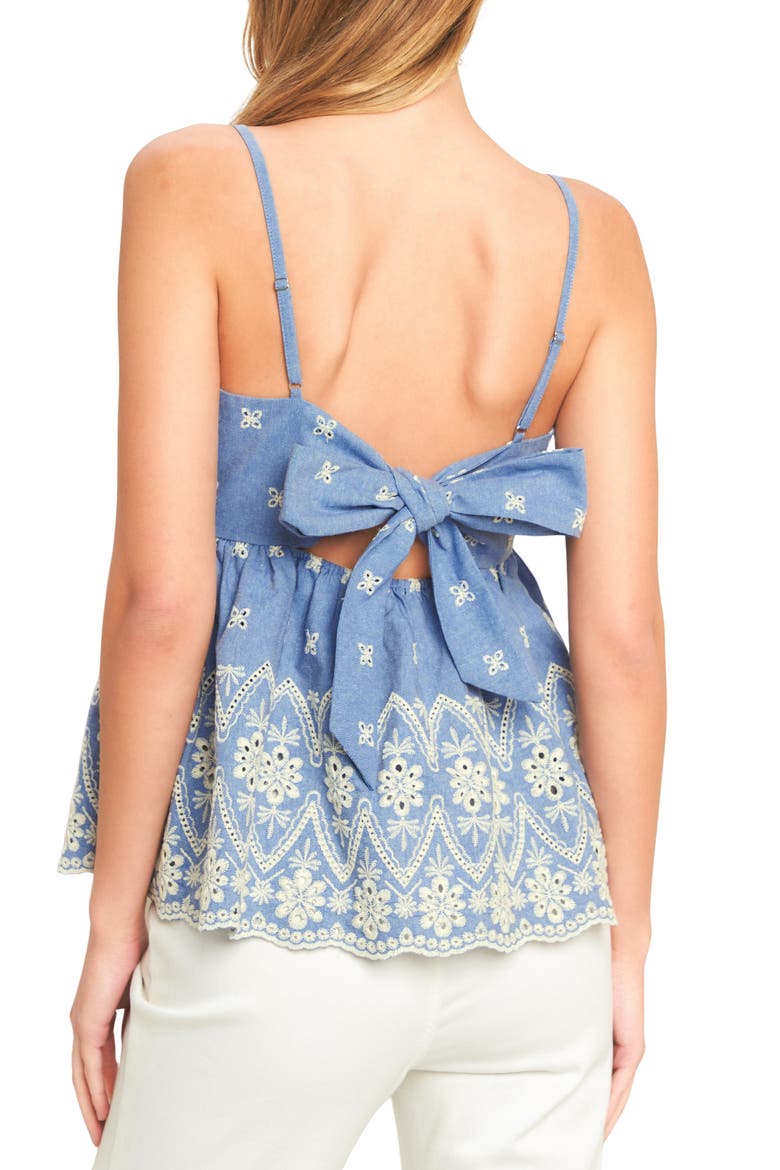 Eyelet Embroidered Babydoll Camisole Top, Alternate, color, BLUE
