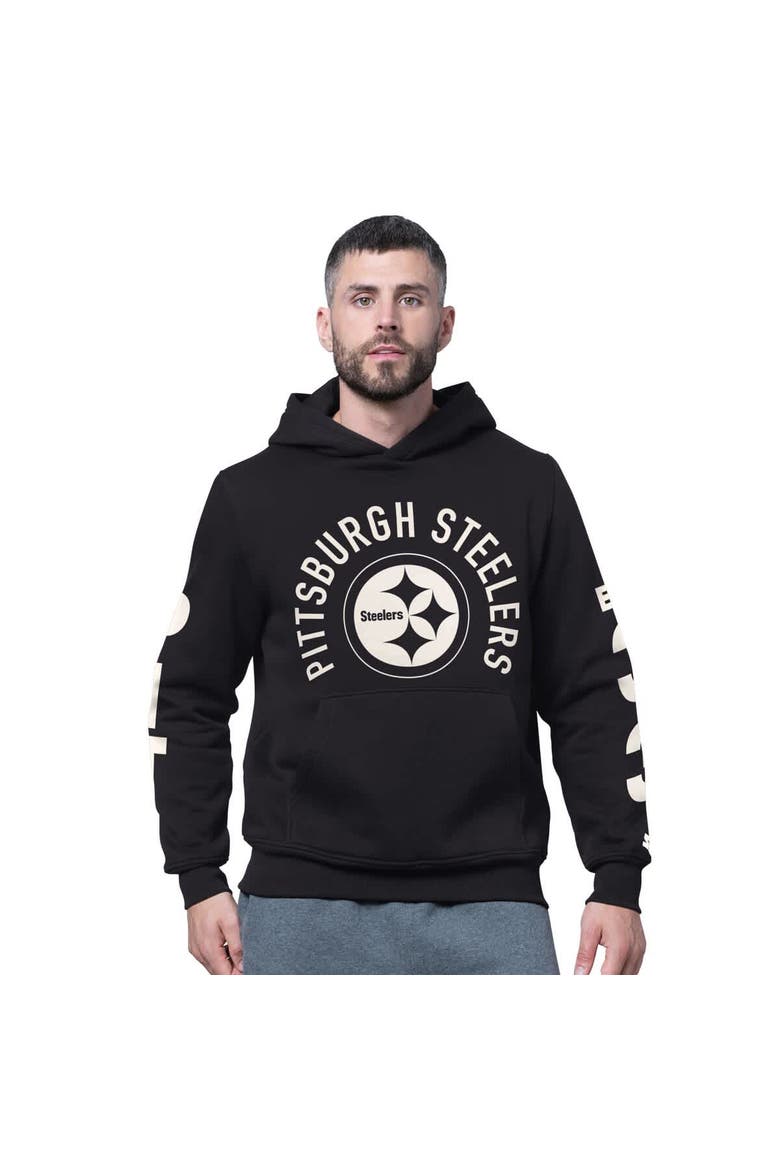 Men's Starter Black Pittsburgh Steelers Handoff Fleece Hoodie Sweatshirt, Alternate, color, Black