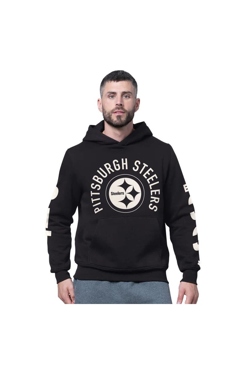 STARTER Men
s Starter Black Pittsburgh Steelers Handoff Fleece Hoodie Sweatshirt, Alternate, color, Black