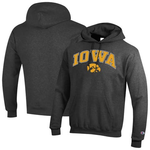 Men's Champion  Charcoal Iowa Hawkeyes Arch Over Logo Pullover Hoodie