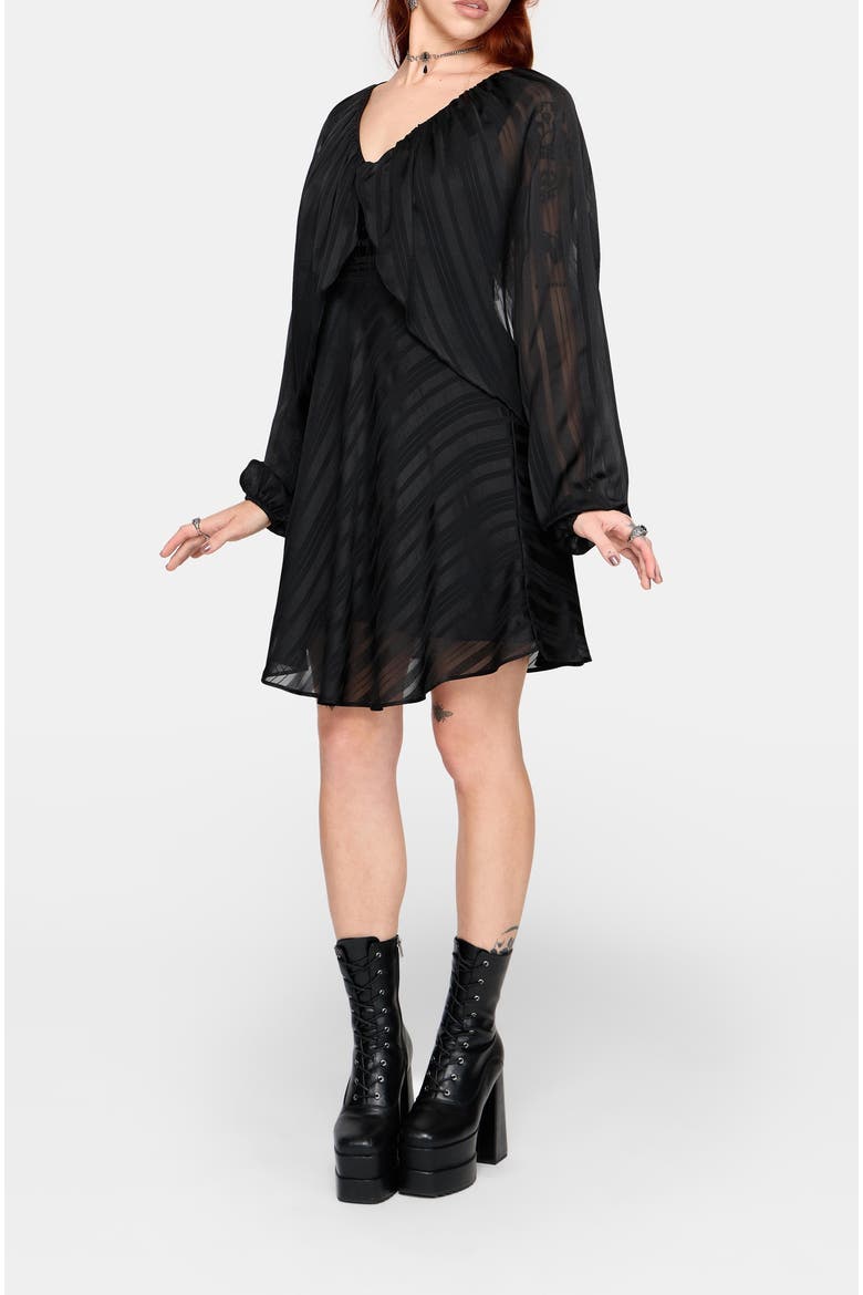 Briella Chiffon Striped Midi Dress, Main, color, Black