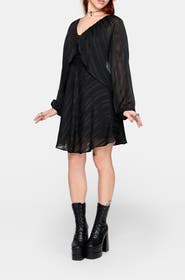 Disturbia Briella Chiffon Striped Midi Dress