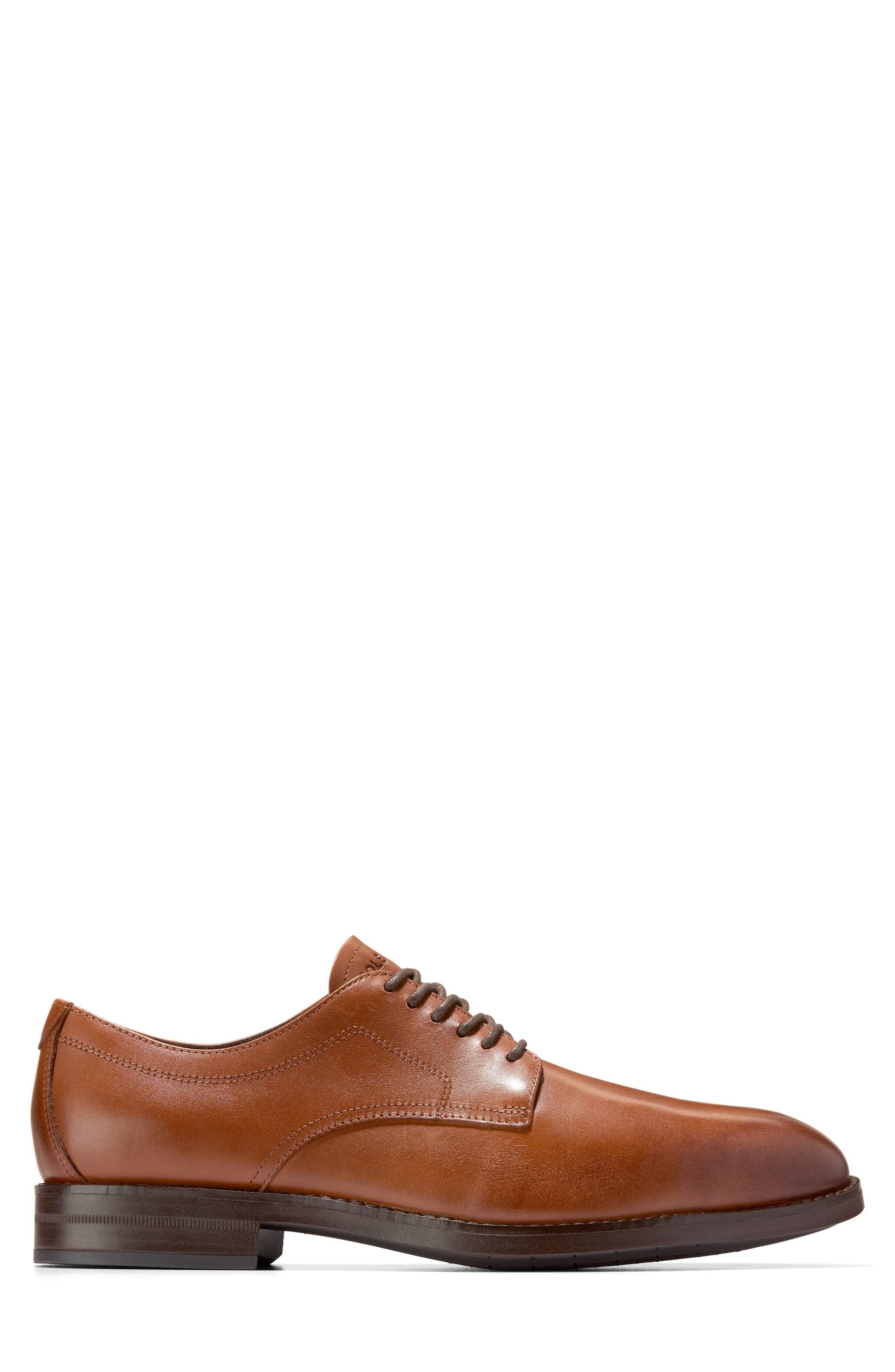 HARMON GRAND PLAIN TOE OXFORDS, Alternate, color, BRITISH TAN / DARK BROWN