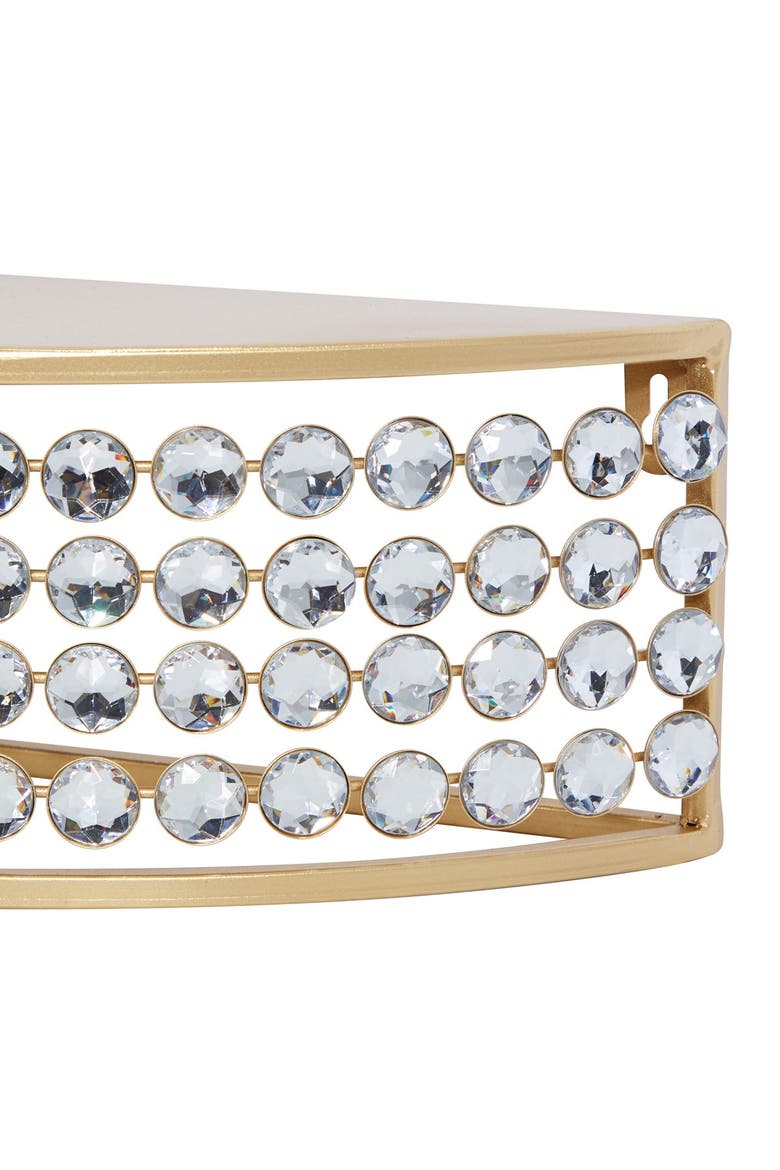 Goldtone Metal Contemporary Wall Shelf with Crystal Embellishment - Set of 2, Alternate, color, GOLD