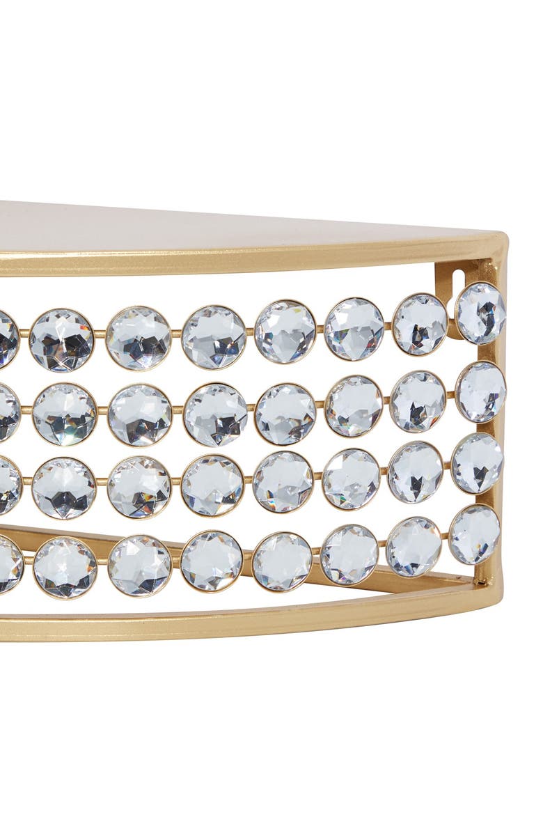 WILLOW ROW Goldtone Metal Contemporary Wall Shelf with Crystal Embellishment - Set of 2, Alternate, color, Gold