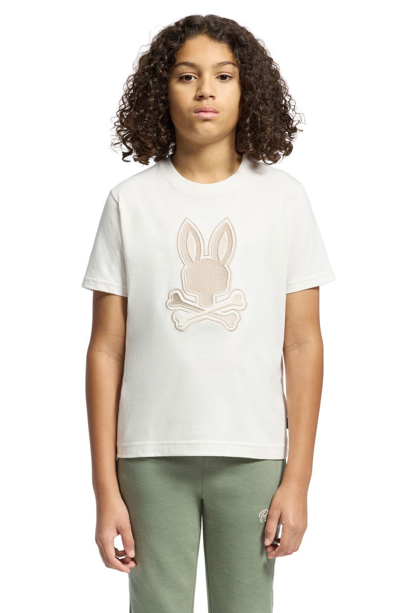 Psycho Bunny Kids' New Castle Embroidered Pima Cotton Graphic T-Shirt, Alternate, color, Ecru