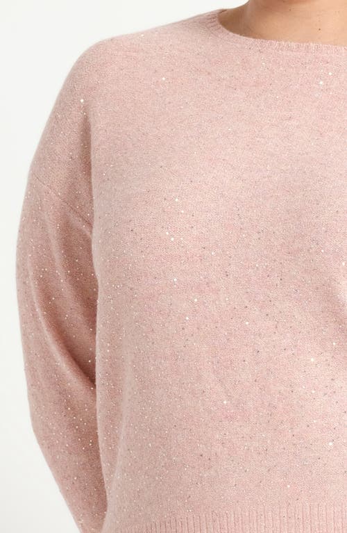 Estelle Night Crew Sparkle Sweater In Pink