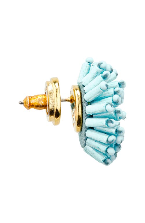 Oscar De La Renta Beaded Pompom Flower Earrings In Blue