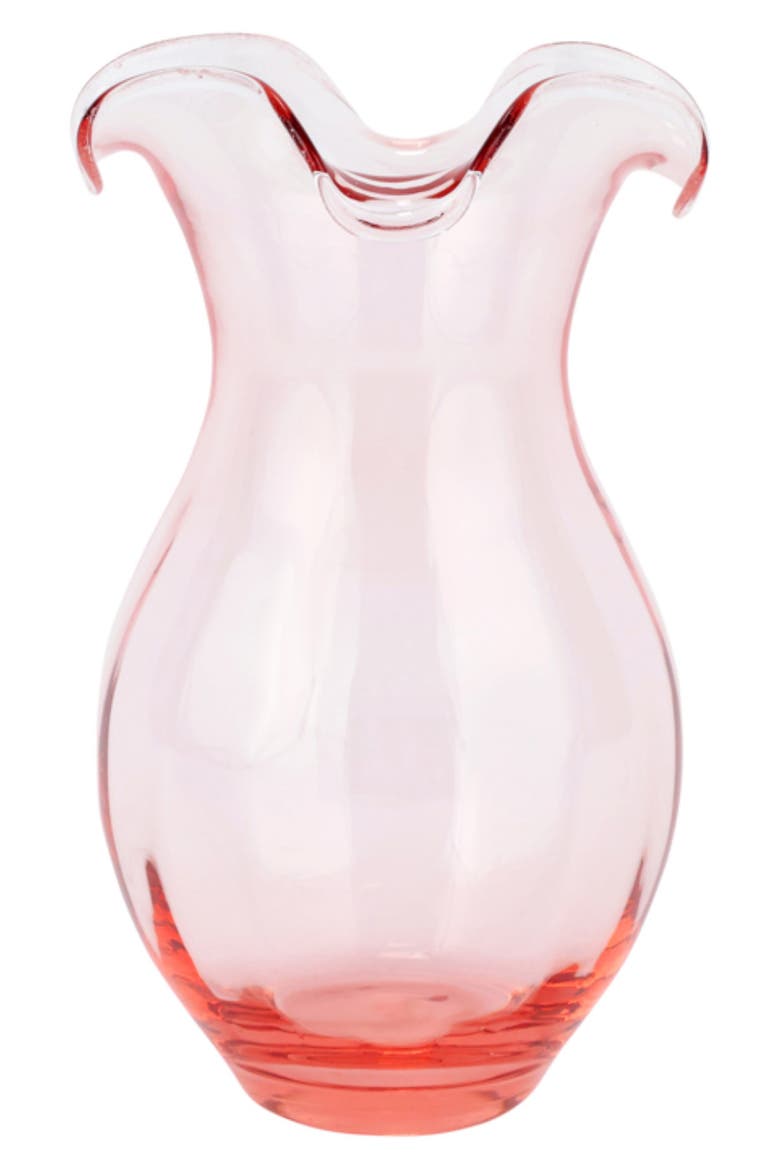 Hibiscus Medium Fluted Glass Vase, Main, color, PINK