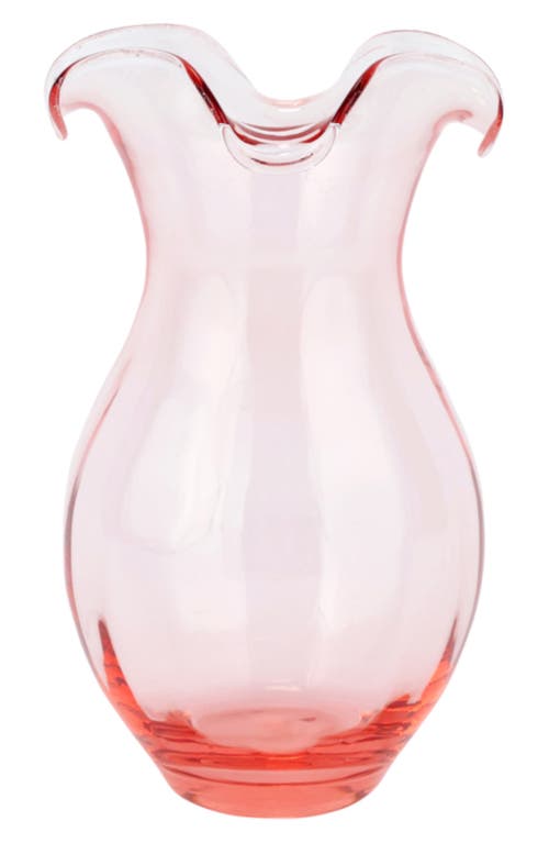 Vietri Hibiscus Glass Vertical Fluted Medium Vase In Pink