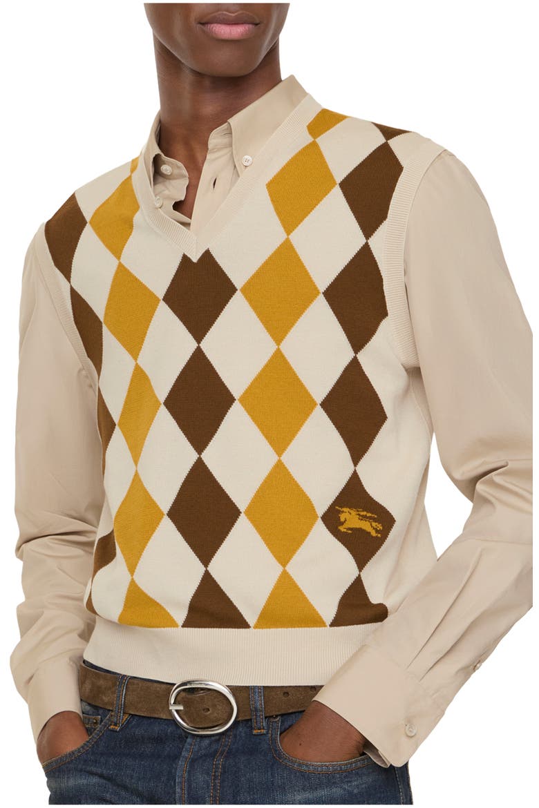 Argyle Wool Sweater Vest, Main, color, Pear yellow