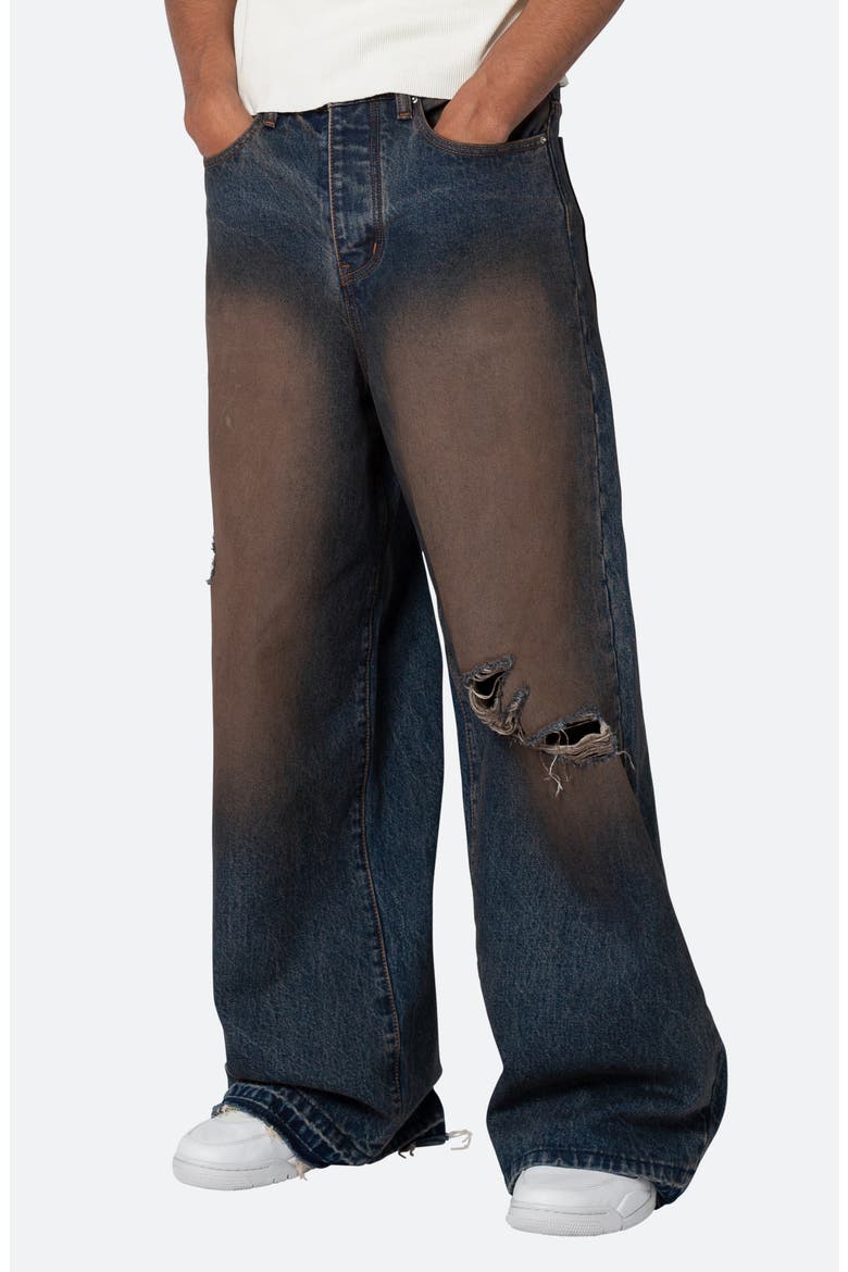 Baggy Rave Ripped Wide Leg Jeans, Alternate, color, RUST