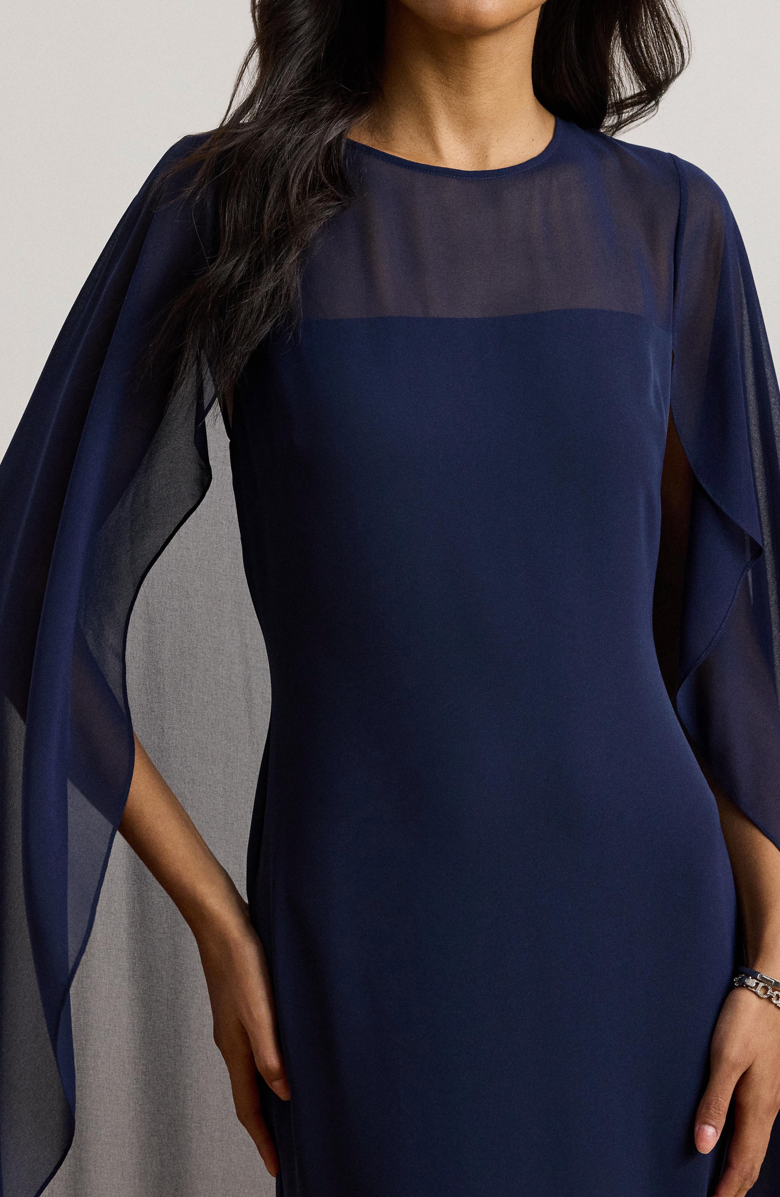 charisma chiffon capelet dress Charisma Chiffon Capelet Dress