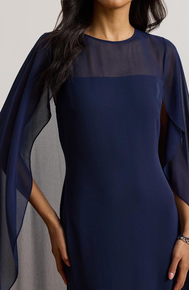 Lauren Ralph Lauren Lavati Capelet Gown, Alternate, color, Navy Blue