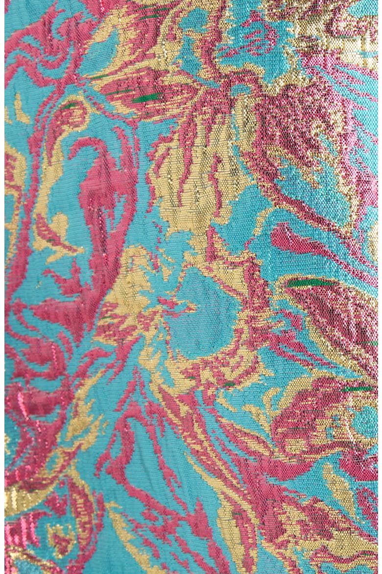 Floral Jacquard Lamé Blazer, Alternate, color, TURQUOISE