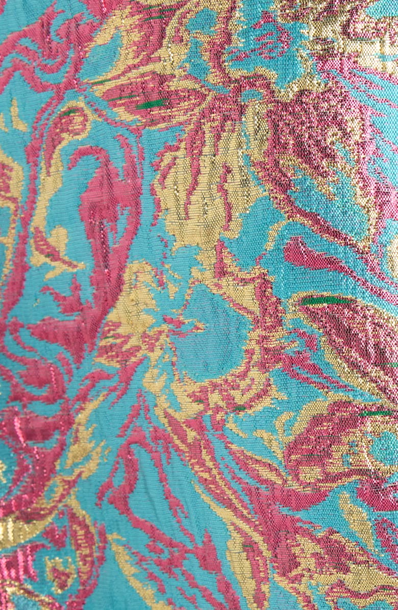 Dries Van Noten Floral Jacquard Lamé Blazer, Alternate, color, Turquoise