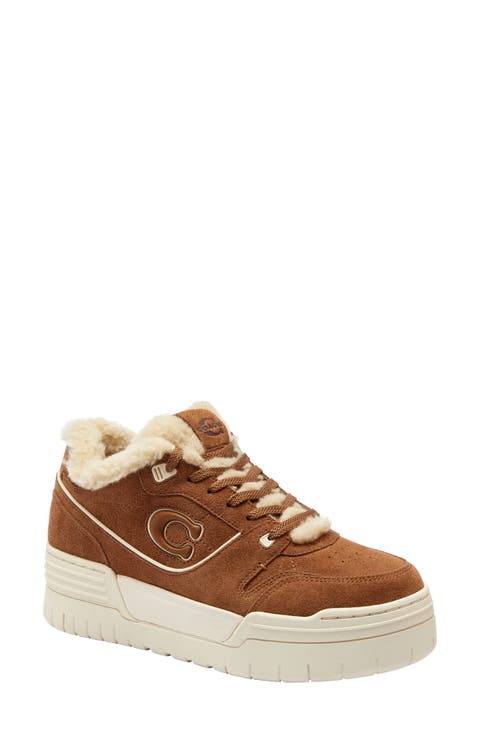 Soho Genuine Shearling Trim Platform Sneaker (Women)