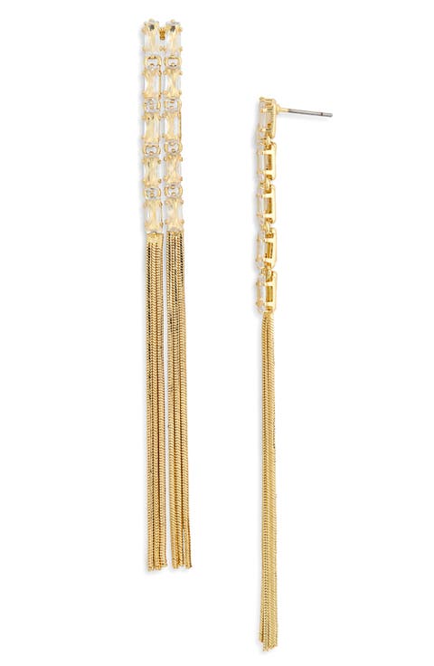 CZ Baguette Tassel Drop Earrings
