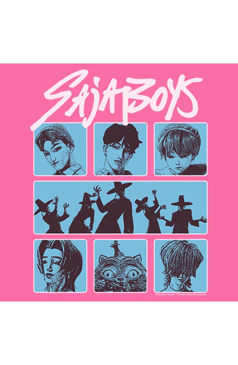 KPop Demon Hunters Girl's KPop Demon Hunters Idols Saja Boys Group Graphic T-Shirt, Alternate, color, Light Pink