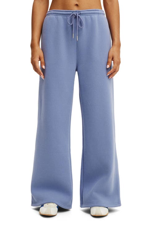 Women's Active Plush Tie Waist Wide Leg Sweatpant