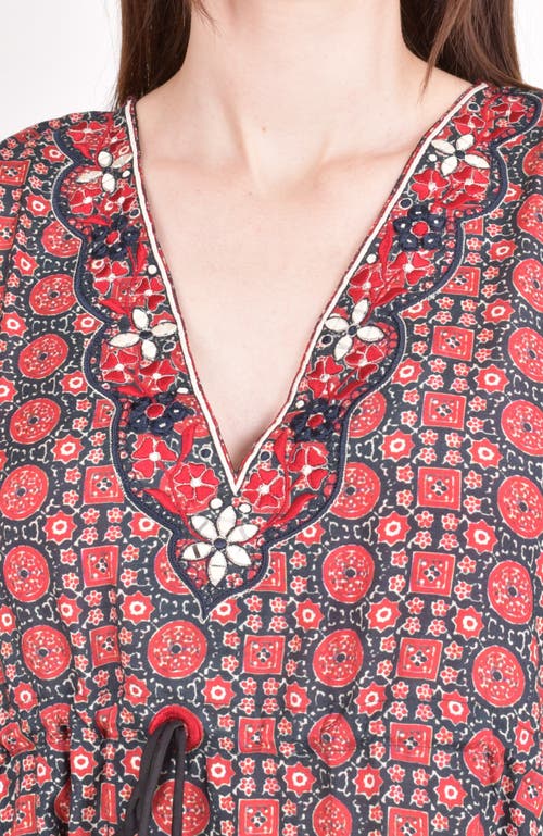 Raas Yana Embroidered Ajrakh Kaftan Top