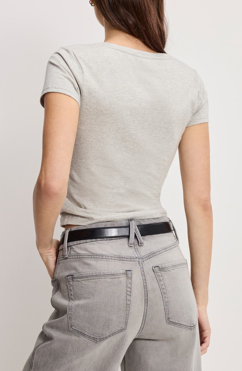 Good American V-Neck Baby Tee, Alternate, color, Heather Grey001