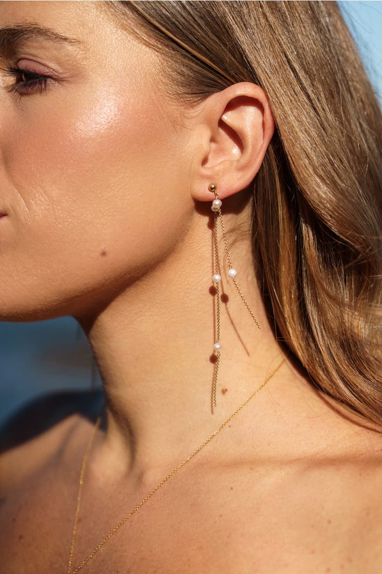 Bobbi Pearl Earrings, Alternate, color, Gold
