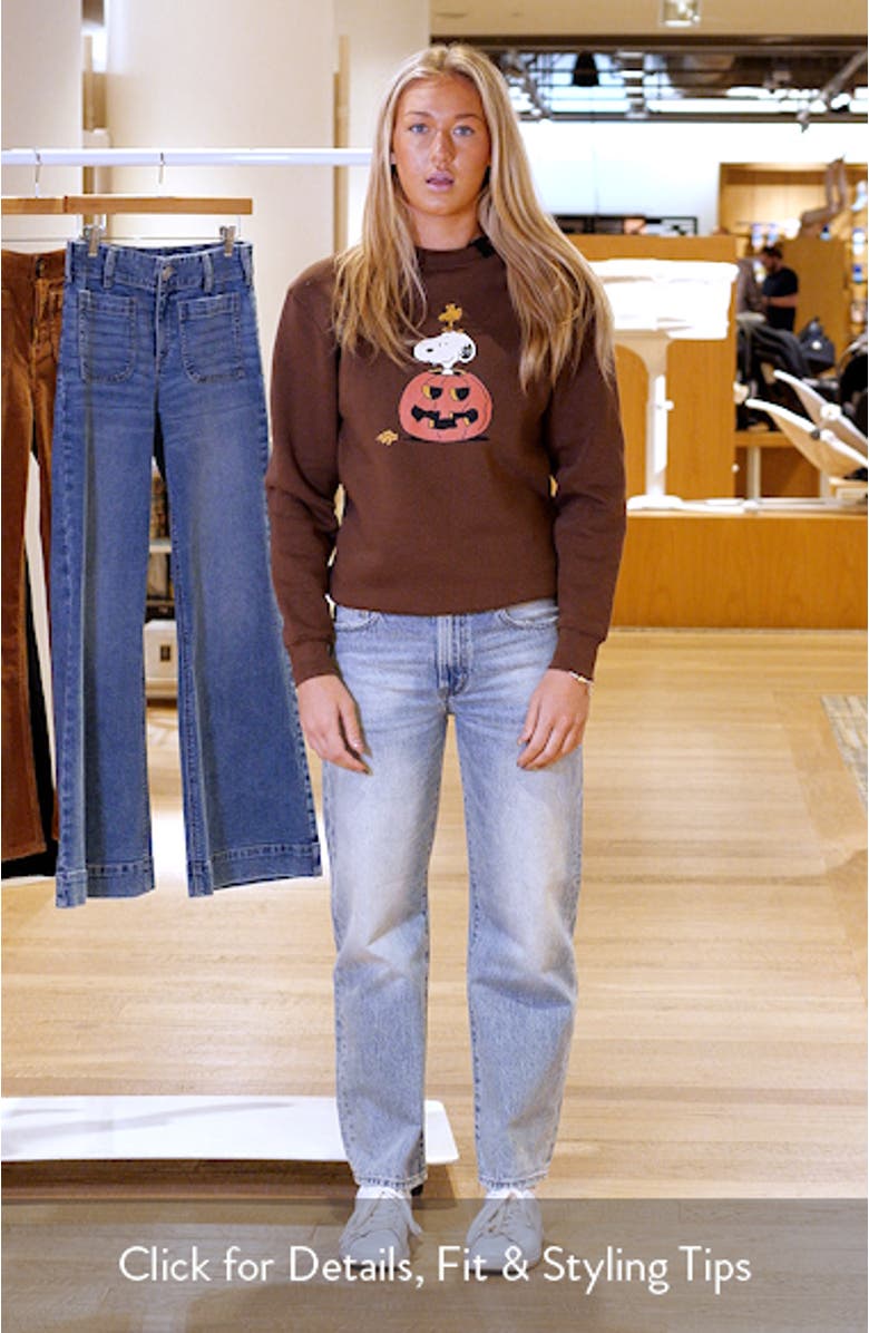 Peanuts<sup>®</sup> Snoopy Jack O' Lantern Fleece Graphic Sweatshirt, sales video thumbnail