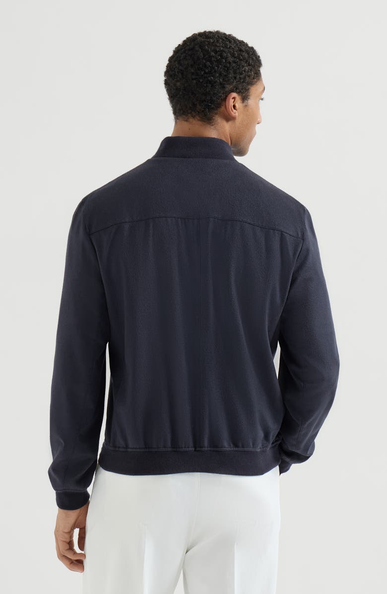 Brunello Cucinelli Lightweight cashmere flannel bomber jacket, Alternate, color, Navy Blue