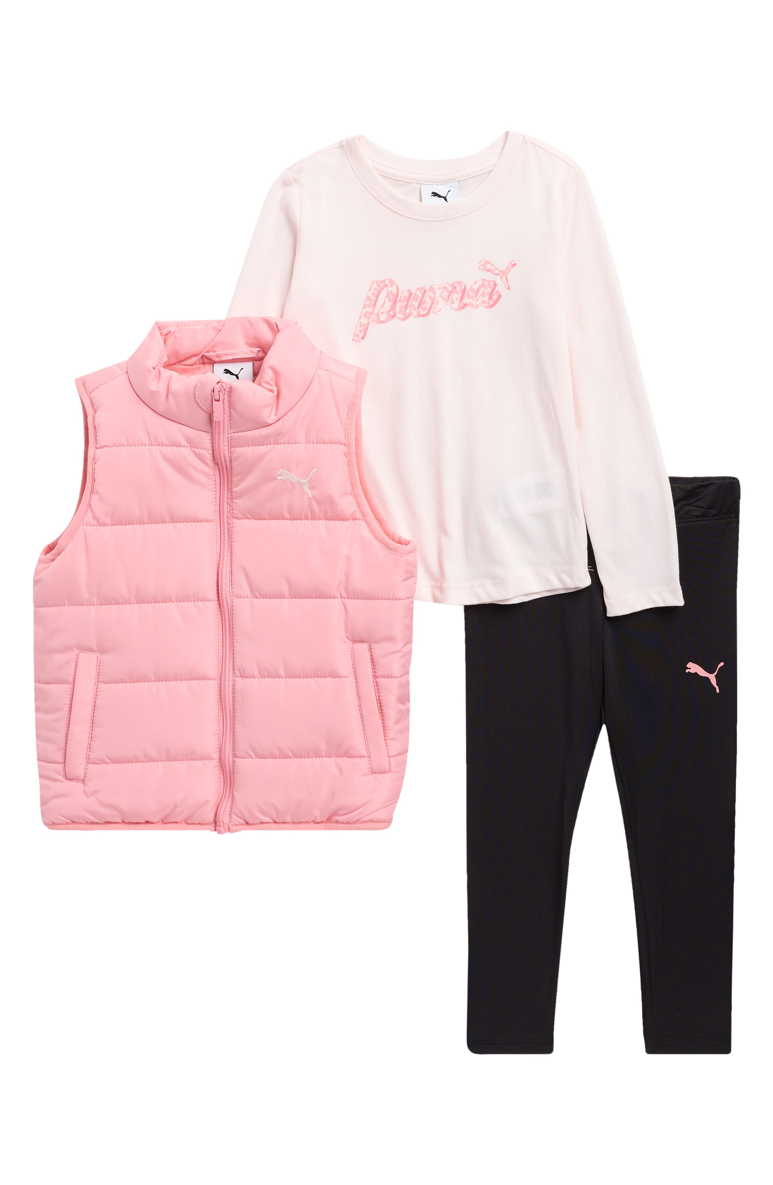 PUMA Kids' Logo T-Shirt, Zip Vest & Leggings Set